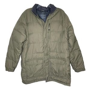 L.L. Bean Goose Down Brown Beige Hooded Puffer Jacket Winter Coat Large